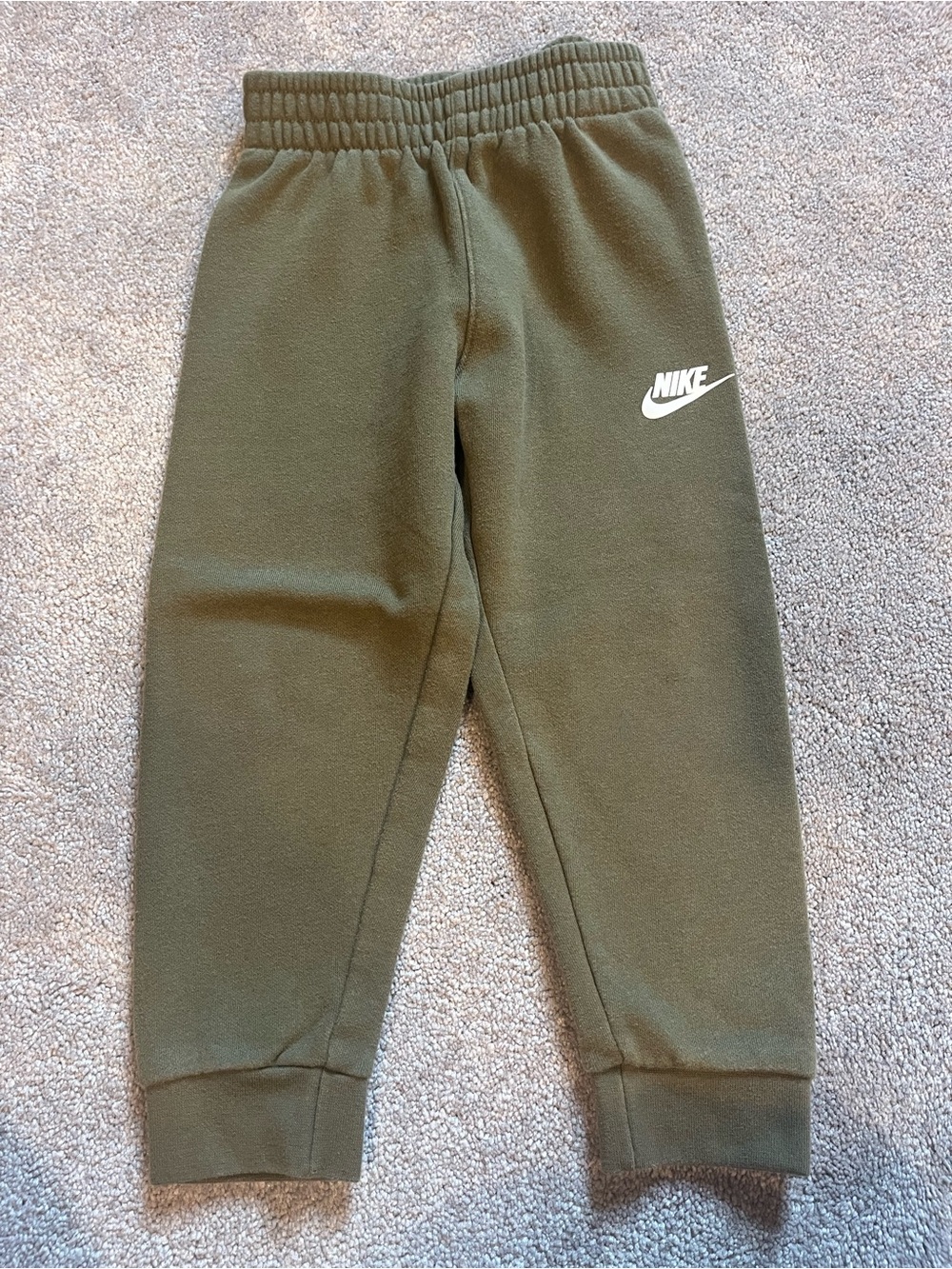Nike Kids Olive Fleece Joggers with White Logo